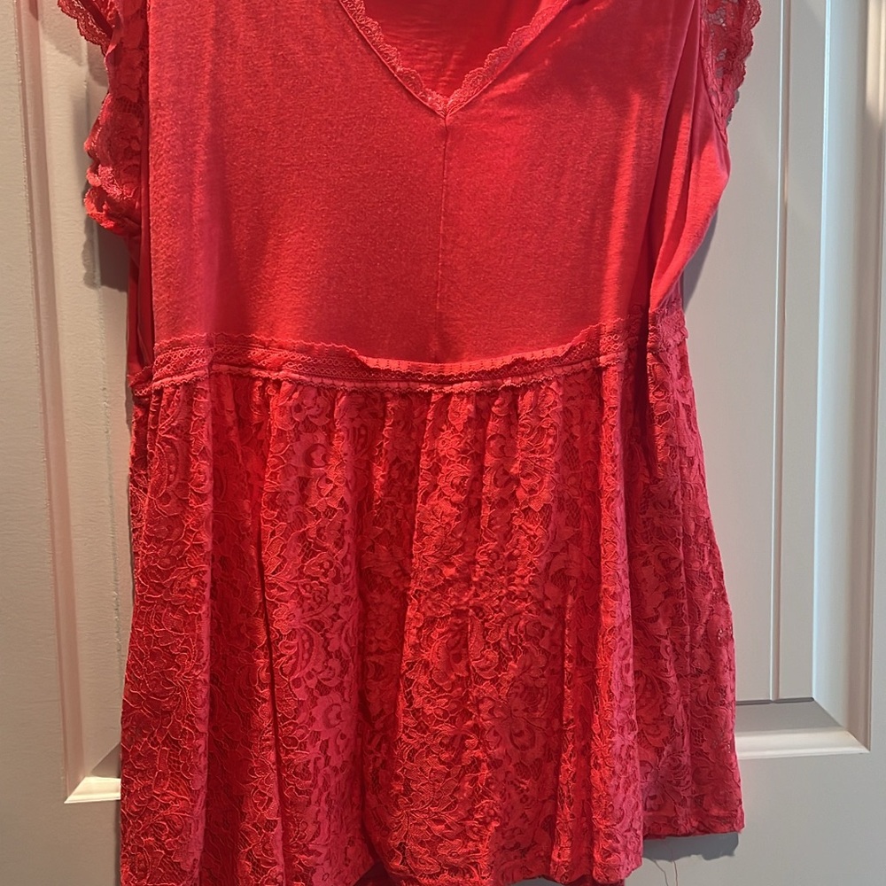 Torrid Red Ruffled Blouse with Relaxed Fit